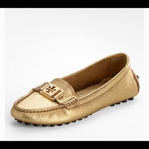 Tory Burch gold loafers. Never been worn.
